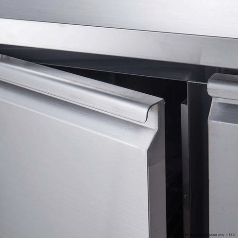 FED-X Three Door Salad Prep Fridge with Square Glass Top - XS903GC